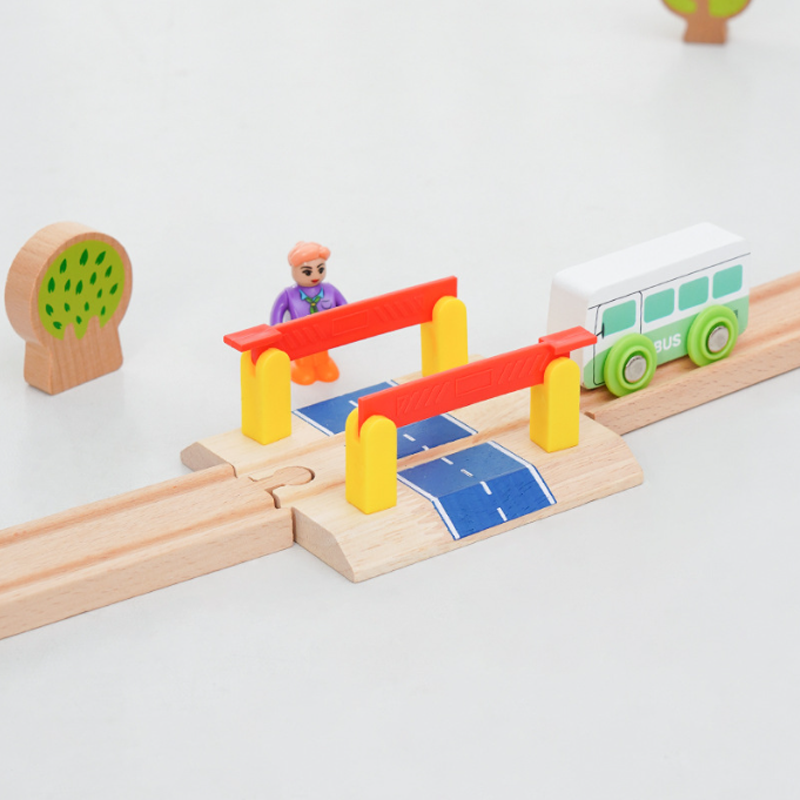 Wooden Train Track Accessories Roadblocks Station Scene Educational Toy For Kids Compatible with Thomas Wooden Railway System