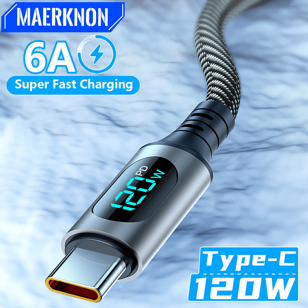6A 120W USB C to USB C Cable Super Fast Charging Phone Charger Data Cord For Samsung Xiaomi Huawei USB Type C Quick Charge Cable