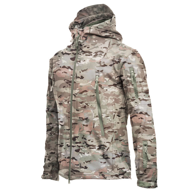 2024 neue Taktische Jacke Männer Kampf Soft Shell Jacken Techwear Winddicht Wasserdicht Atmungsaktiv Fleece Thermische Kapuze Mäntel