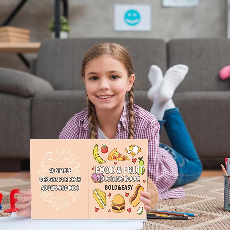 Malbuch für Lebensmittel und Obst, Malbuch für Lebensmittel und Getränke, kräftiges und einfaches Malbuch für den Familienspaß und kreative Entspannung