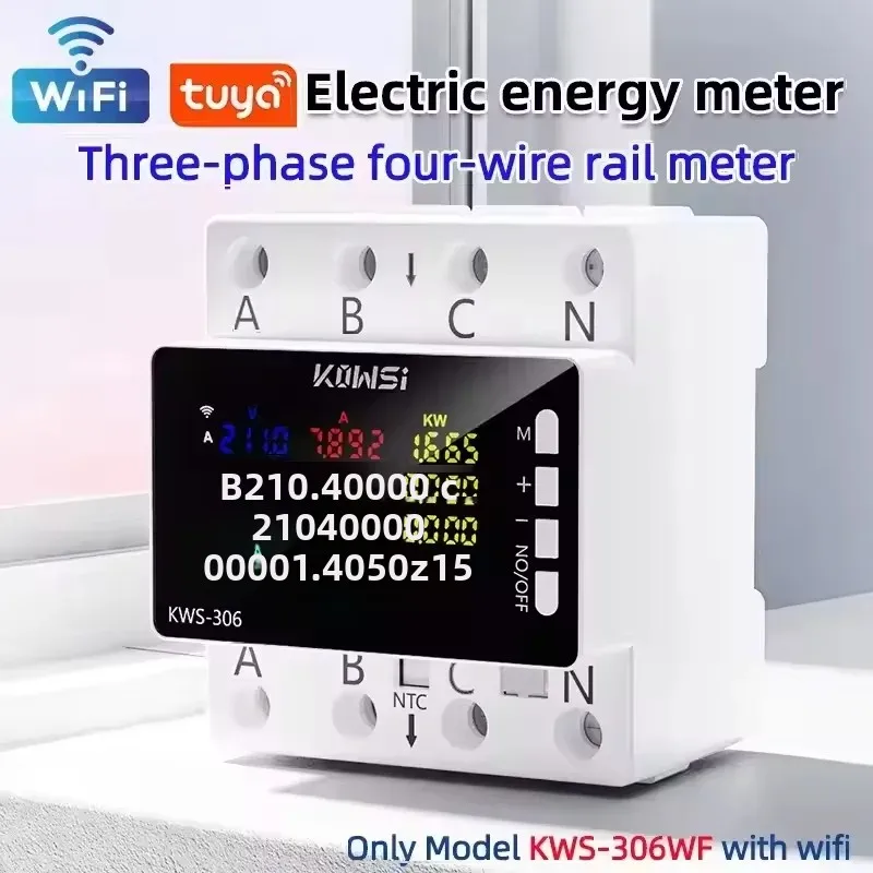 AC 85-290V/80A Energy Power Meter Color Screen 3-phase 4-wire Rail Meter Voltmeter 6 Power-off Protection Meter Remote Control