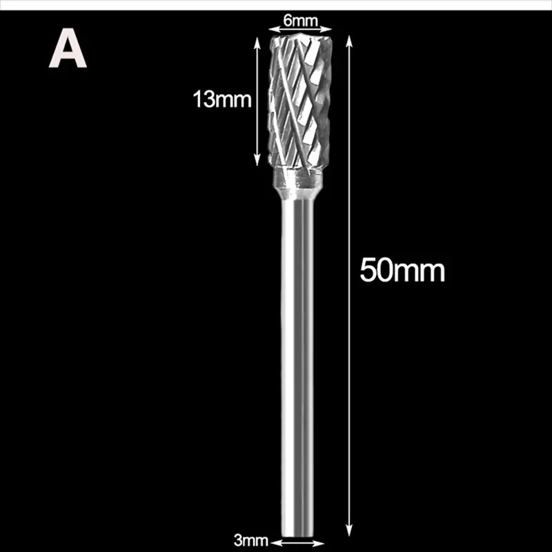 3X6Mm Thép Tungsten Carbide Burr Cắt Dụng Cụ Xoay Burr Đôi Cắt Kim Cương Xoay Dụng Cụ Đánh Bóng Gỗ Kim Loại đánh Bóng