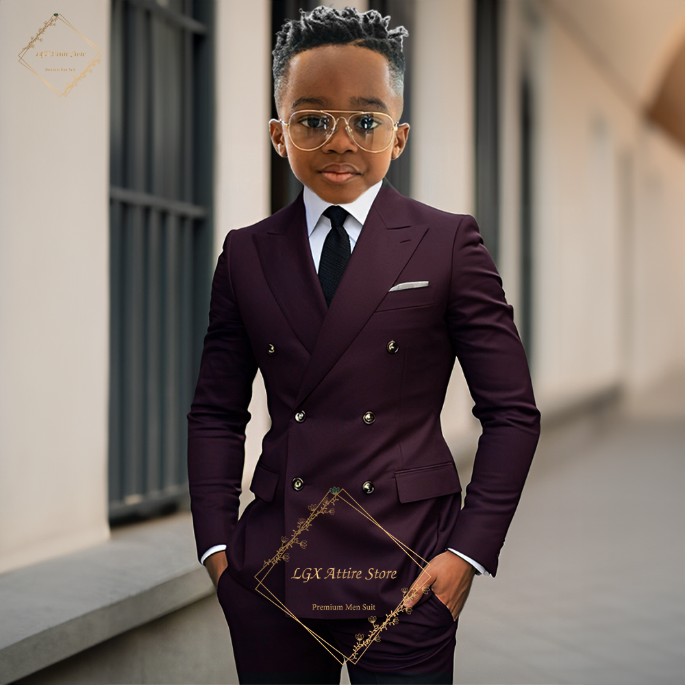 Klassischer Anzug für Jungen, 2-teiliger Anzug, maßgeschneiderter, eleganter formeller Anzug mit spitzem Revers und schmaler Passform – 2–16 Jahre altes Kinder-Smokingkleid