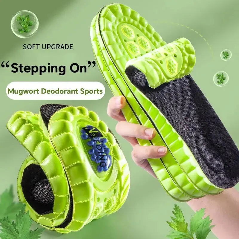 Plantillas deportivas 4D Cloud para zapatos, suela de cojín de aire de PU, desodorante suave con absorción de impacto, plantillas ortopédicas transpirables para correr, 1 par