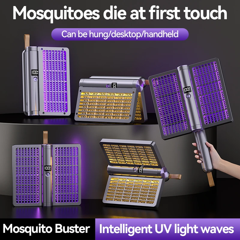 4 In 1 Electric Mosquito Clap Electric Shock Rotary Folding Automatic Mosquito Trapping Lamp Mosquito Clap