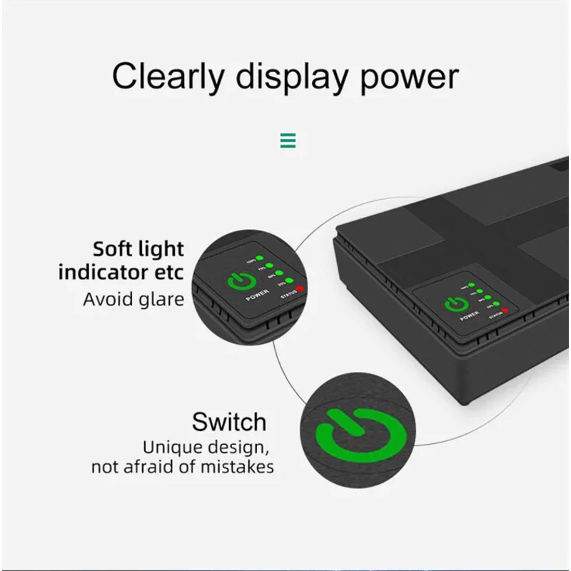 DC UPS POE แหล่งจ่ายไฟอย่างต่อเนื่องไม่มี Break สลับอัตโนมัติแบตเตอรี่ 10400 mAh 18W Mini Ups สําหรับ Router และ WiFi