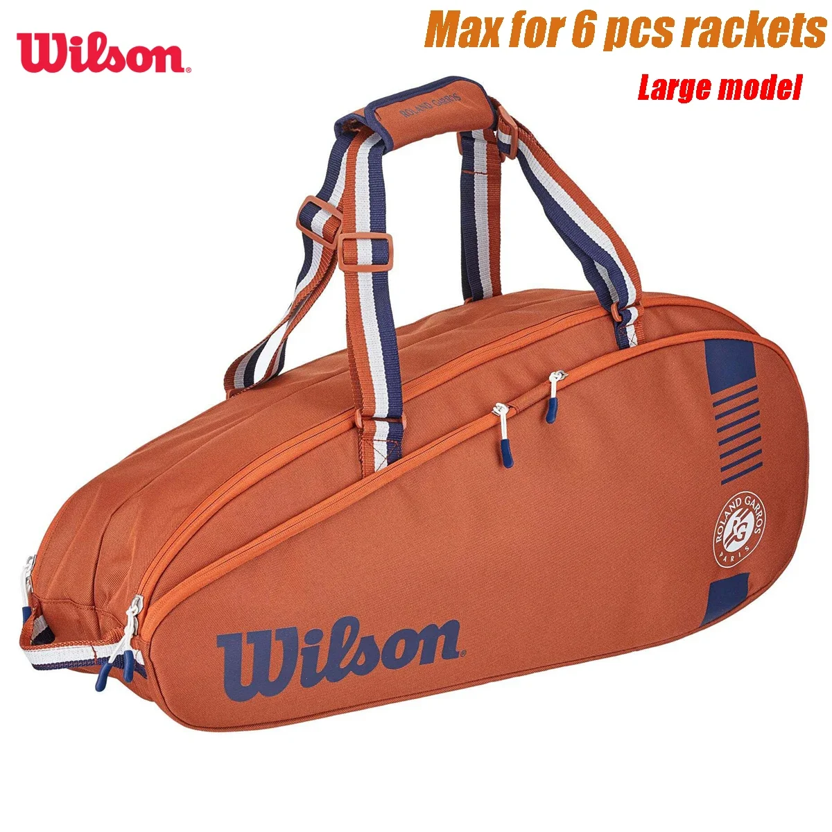 Wilson - Raqueta de tenis del equipo abierto francés, bolsas de lona de 3 a 6, Roland, Garros, cancha de arcilla, torneo, bolsa de raqueta de tenis, nav de arcilla