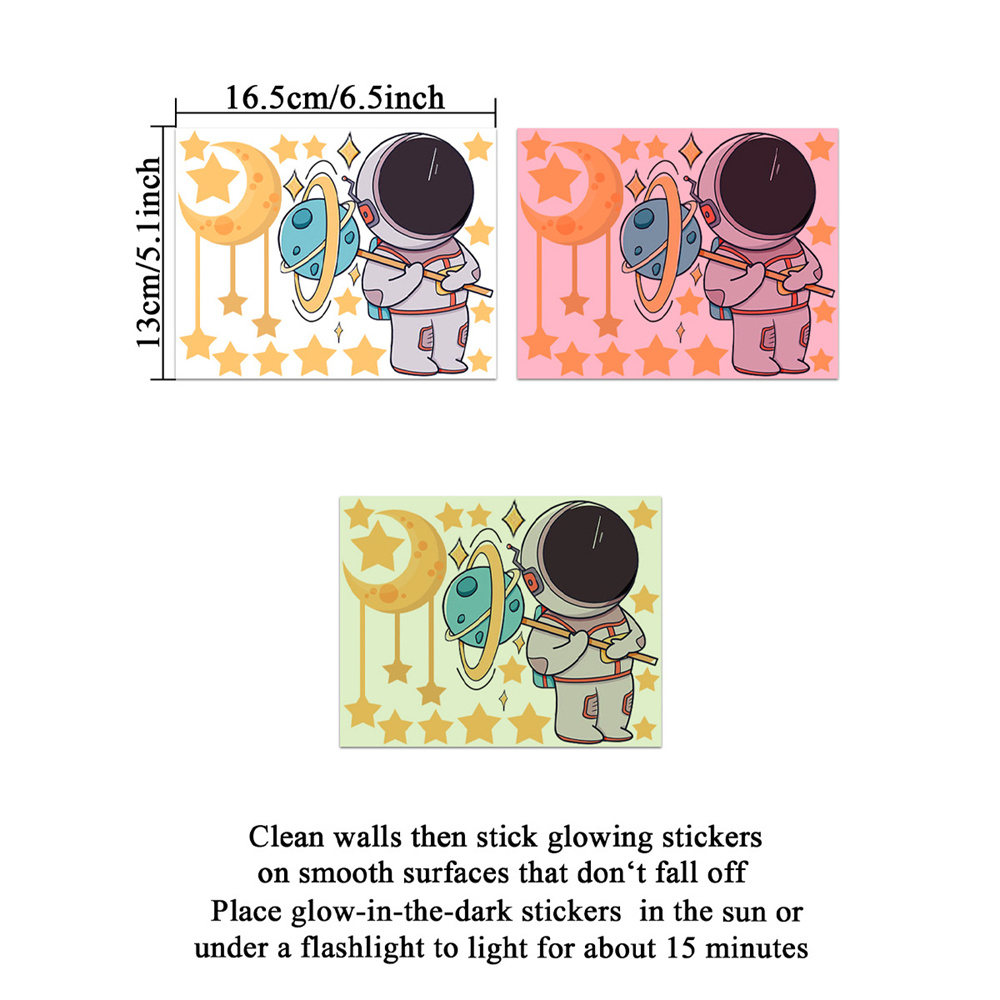 Pegatinas de pared autoadhesivas luminosas para interruptor del hogar, azul, rosa, verde, astronauta, estrella, Luna, brillan en la oscuridad, calcomanía DIY para dormitorio de niños