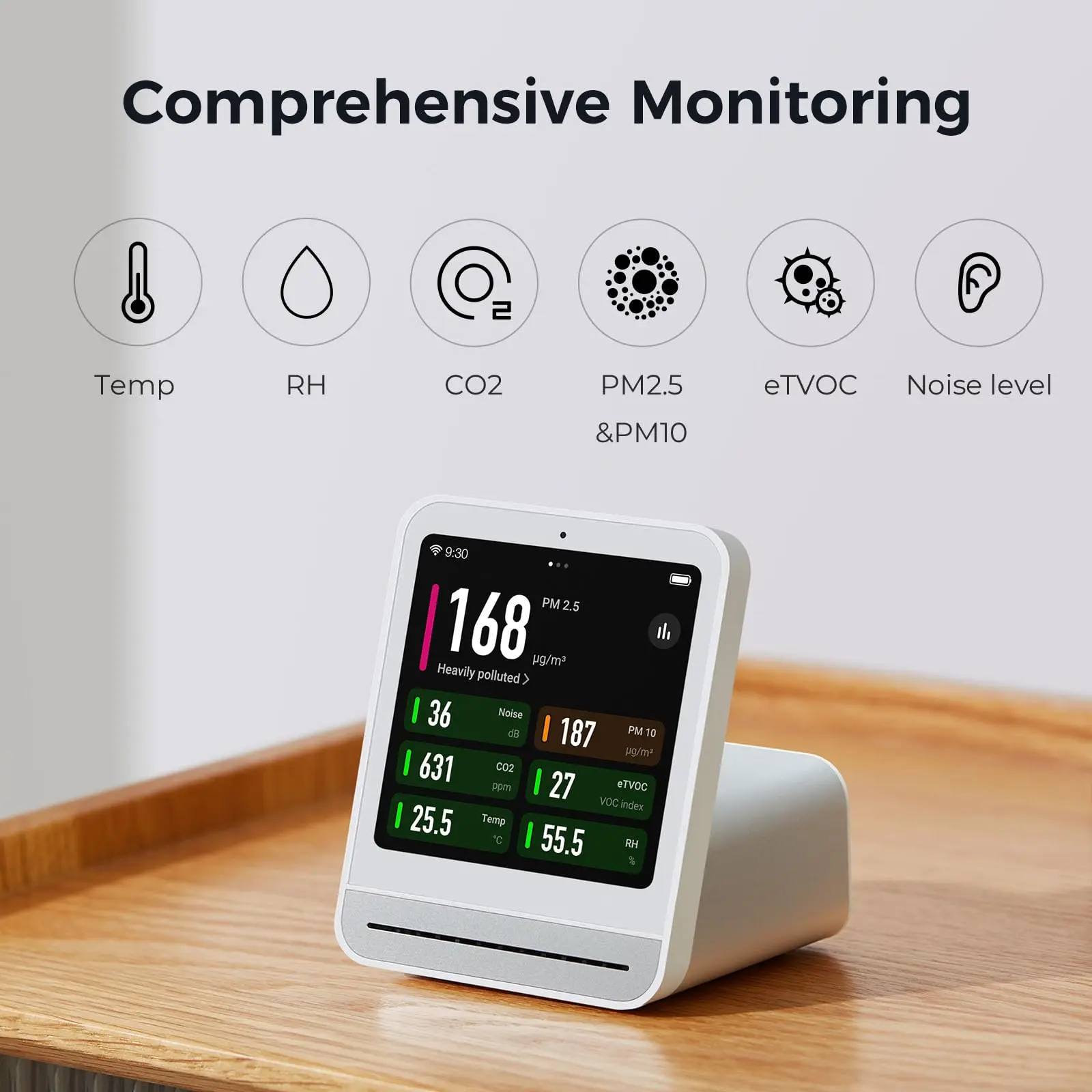 Qingping-Detector de aire 2 para hogar inteligente, Control de pantalla táctil, Sensor de temperatura y humedad, Monitor de calidad CO2 PM2.5, funciona con Mijia Ap