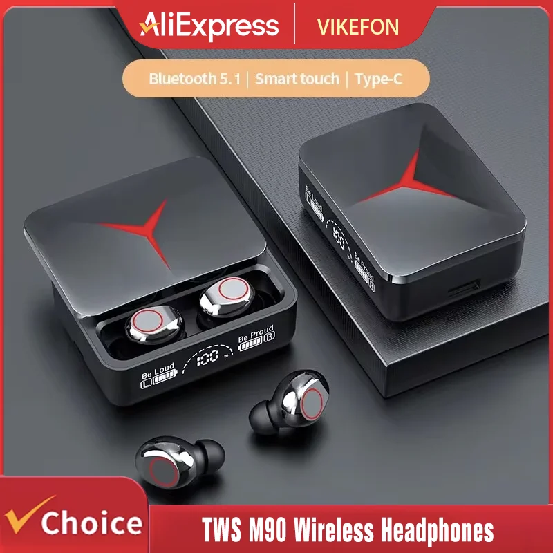 TWS M90 Drahtlose Kopfhörer Gaming Kopfhörer Bluetooth 5,3 Sport Ohrhörer mit Mikrofon Drahtlose Headset Für iPhone 16 15 14 13 Xiaomi