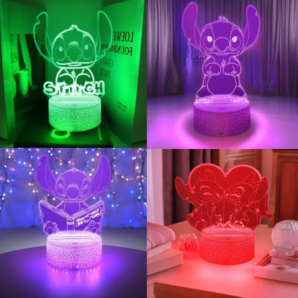 LED 야간 조명 환상 스티치 램프 원격 제어 스마트 터치 홈 룸 장식 램프 크리스마스 발렌타인 데이 생일 선물