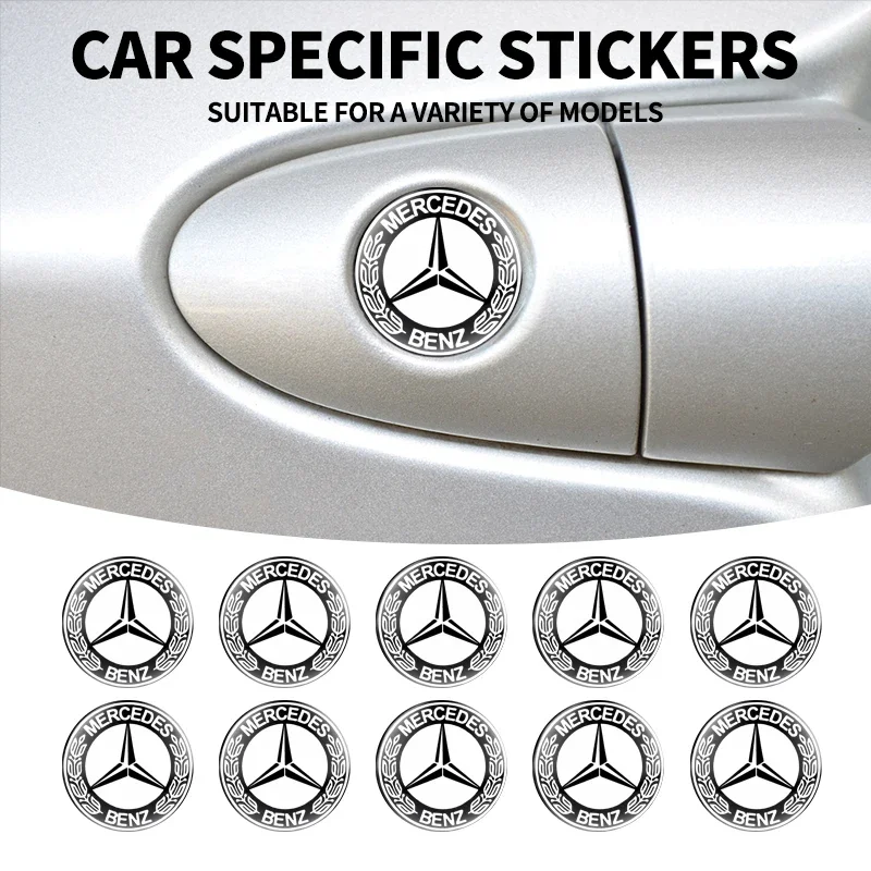 Pegatinas para cerradura de coche, protección decorativa para Mercedes Benz B/C/E/S Clase A C200L GLC GLE CLA, 15mm, 2/5/10 Uds.
