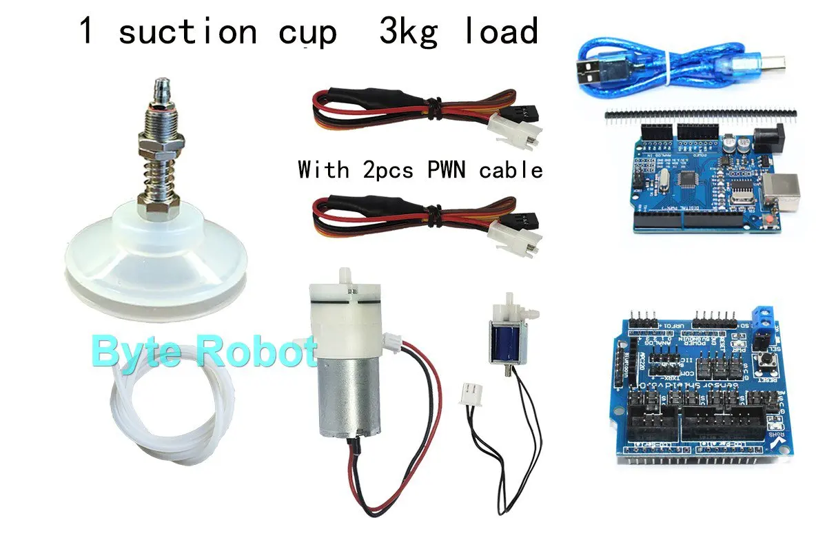 0,3/1/3/6/10/20 kg mechanischer Arm Vakuumpumpe Saugnapf mit PWN-Steuerschalter Sauger für Roboterarm für UNO R3 programmierbar