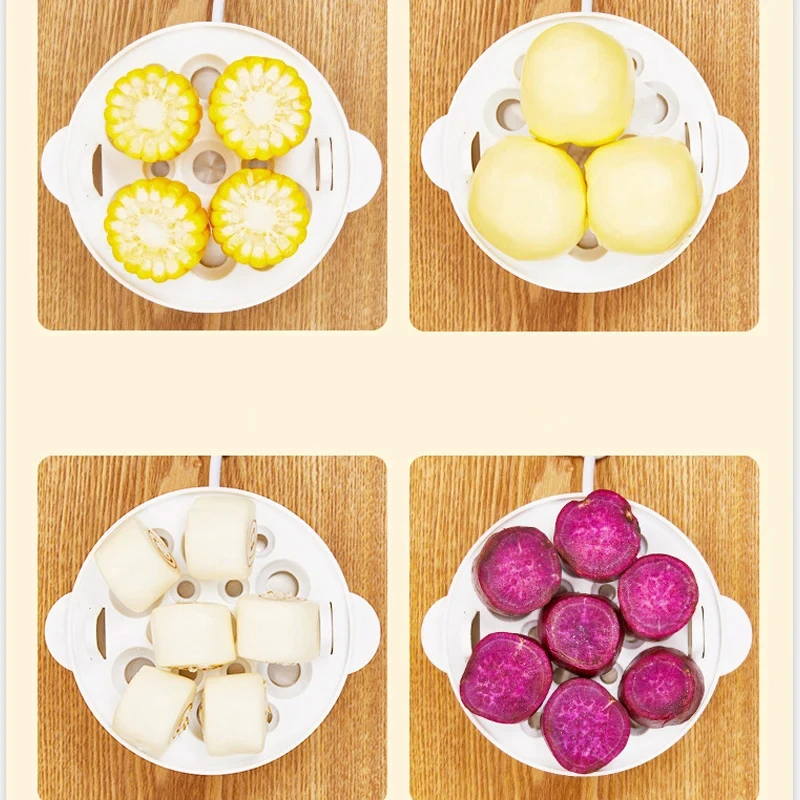Hervidor de huevos multifuncional, vaporizador de huevos eléctrico, máquina de cocina de desayuno, cocina de huevos de doble capa, Mini vaporera, cazadorero de cocina