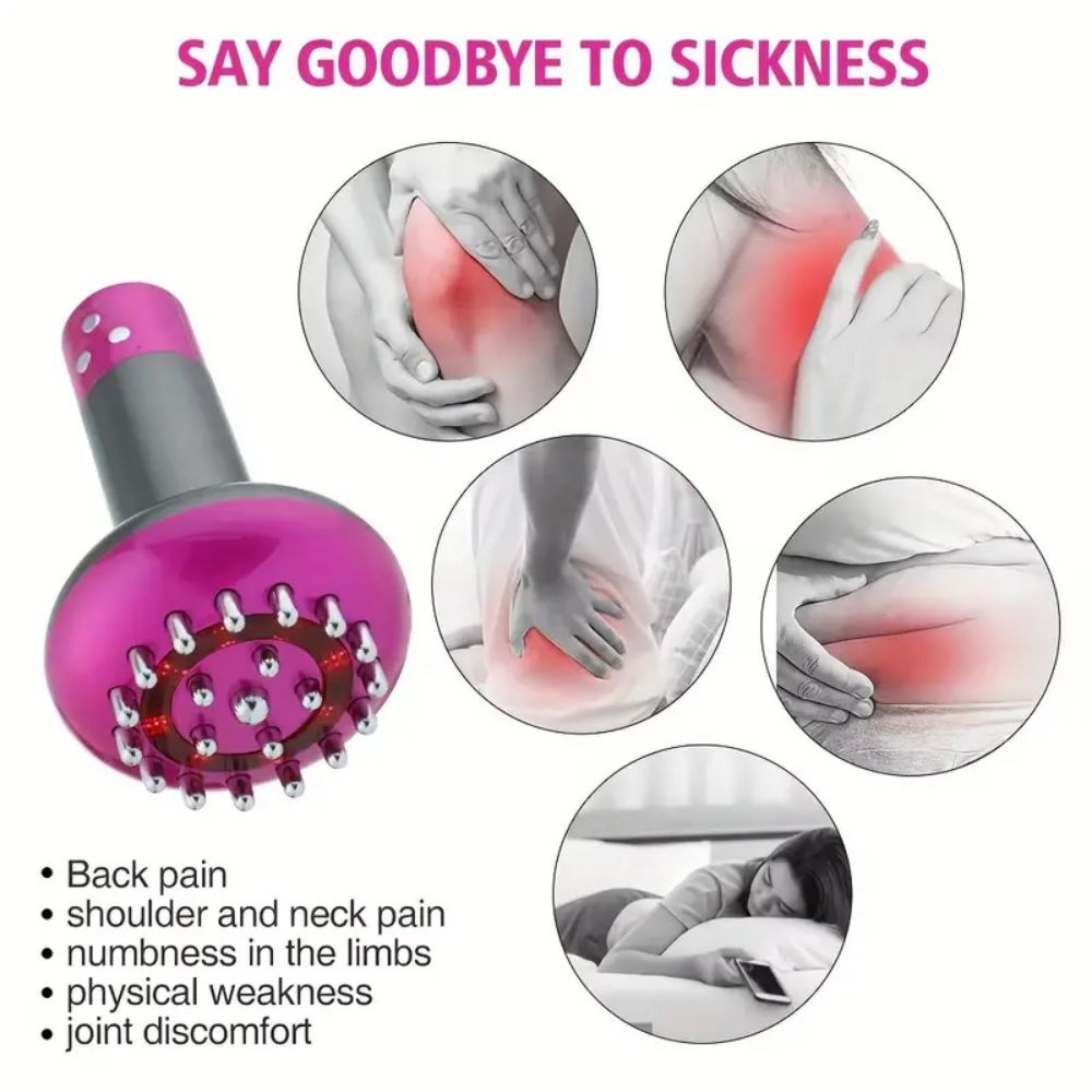 A heated metal back massager - a professional, handheld, portable smart guasha brush for full-body relaxation - a tissue release