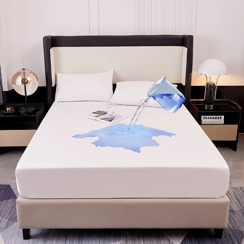 Kuup Safe Protector de colchón impermeable, suave, cómodo, transpirable, ropa de cama de color sólido, funda de colchón equipada, sin fundas de almohada