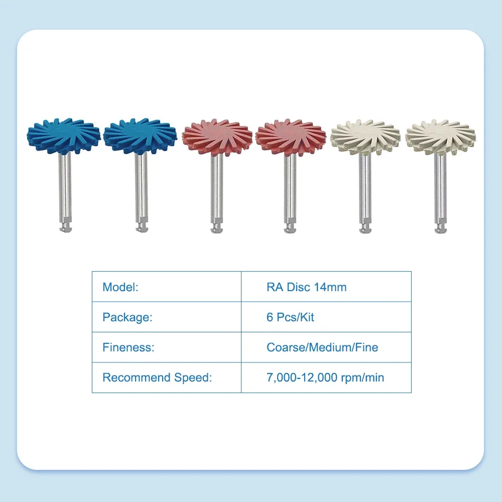 แปรงขัดฟัน6ชิ้นแผ่นขัดเรซินคอมโพสิตขนาด14มม. แปรงยืดหยุ่นแบบเกลียว3สี