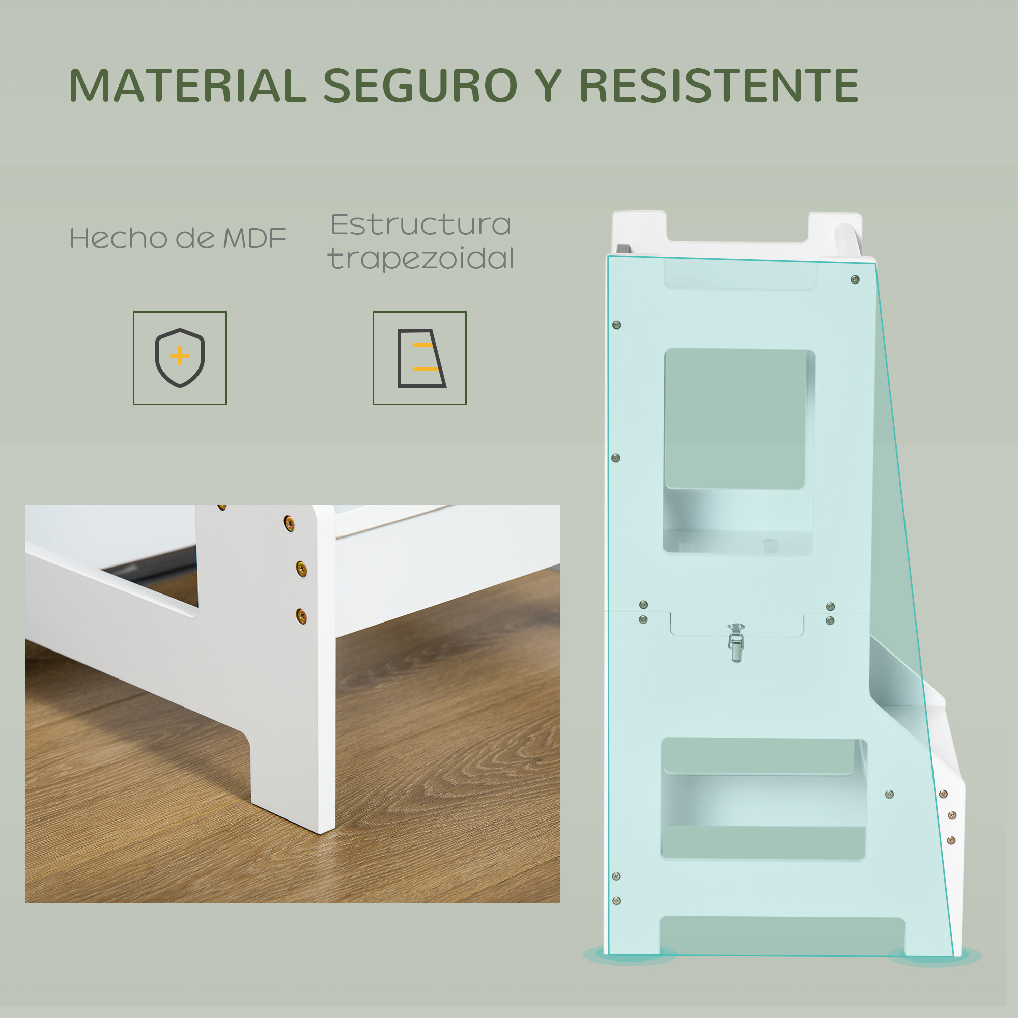Torre de aprendizagem HOMCOM para crianças mesa conversível quadro negro 42x44x86cm