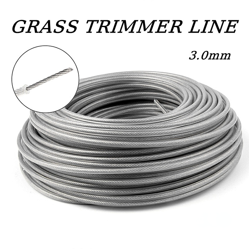 LUSQI 5M/10M/15M filo di acciaio Nylon tagliaerba linea decespugliatore Trimmer corda tosaerba cavo lungo rotolo rotondo sostituzione erba
