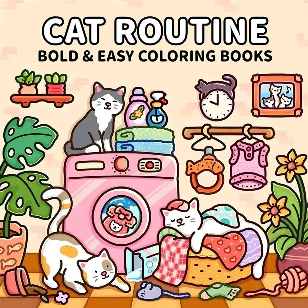 สมุดระบายสีสําหรับผู้ใหญ่ Cat Moments หนังสือที่ไม่ซ้ําใครเพื่อการผ่อนคลาย กระดาษอัพเกรดเพื่อการระบายสีที่สะดวกสบาย เพื่อนของขวัญที่สมบูรณ์แบบ