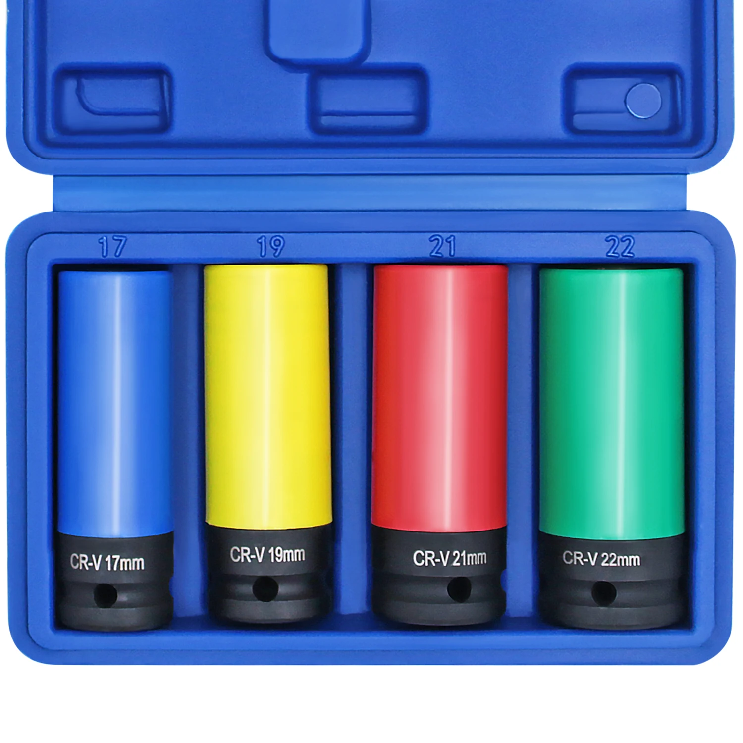 Protezione per ruota motrice da 1/2 pollice Presa per impatto Set di prese per impatto profondo a parete sottile Dado con capocorda in plastica 17mm, 19mm, 21mm, 22mm