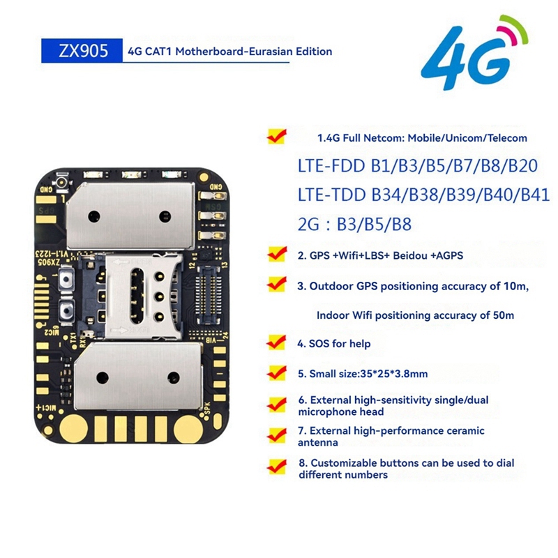 ZX905 Mini GPS Tracker 4G Chip Modul LTE CAT-1 Tracking PCBA GPS Modul Bord Anti-Verloren GPS Track Monitor für Auto-ABJU