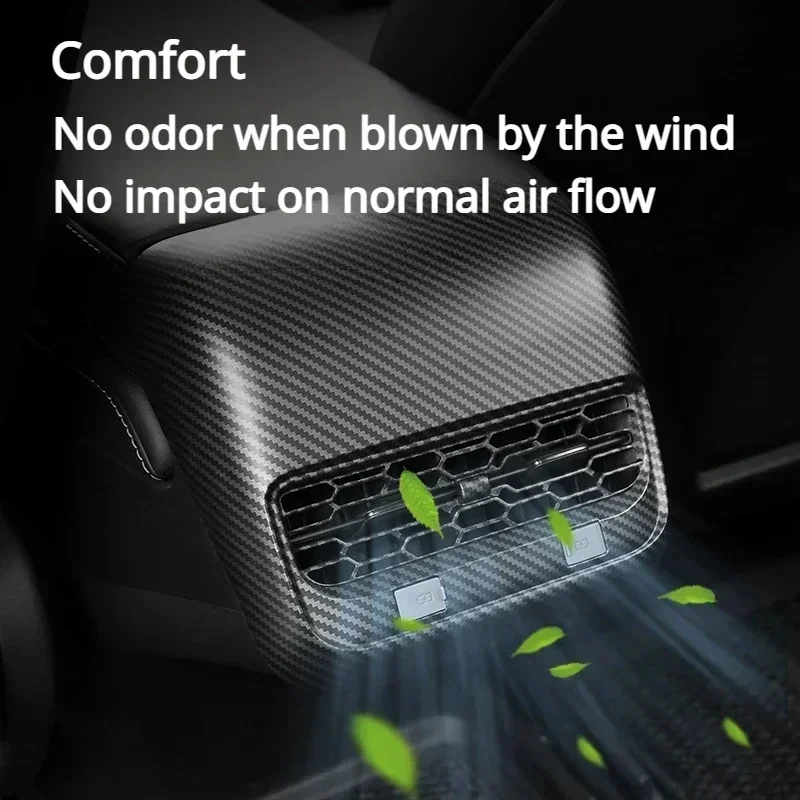 テスラ用リアエアコンセントカバー,車のインテリアアクセサリー,すべての排気口,シリコンキャップ,カーボンファイバー,2023