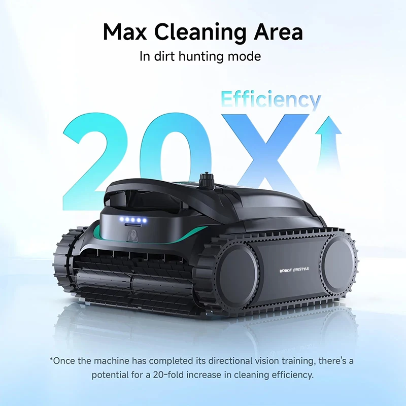 Cordless Robot Pool Cleaner M2 for Big Swimming Pools Battery 10000mAh Visual Actively Scheduled Cleaning Dual-layer Filtration
