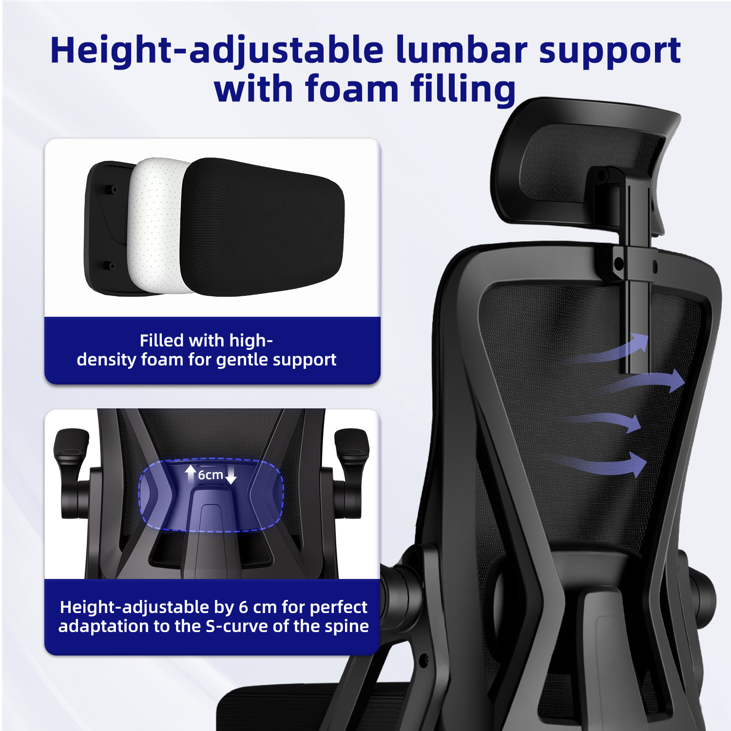 Bureaustoel Ergonomisch Liggend 90 ° -135 ° ,Bureaustoel met lendensteun, Computerstoel Verstelbare hoofdsteun, woonkamerstoelen