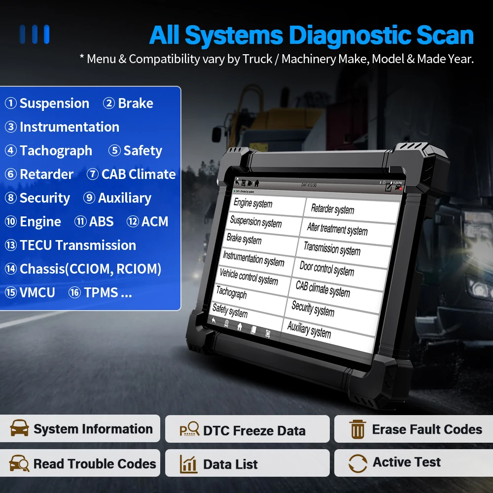 ANCEL X7 HD Heavy Duty Truck Diagnostic Tool Полная система 12 В 24 В EPB ABS Сброс масла SAS DPF Regen TPMS ECU OBD2 Сканер грузовиков