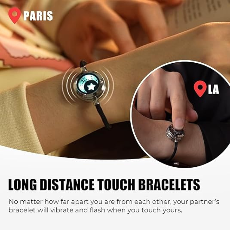 Totwoo Bluetooth Casal Pulseiras Lembrete de toque inteligente Presente romântico de longa distância para amantes iOS Android compatível