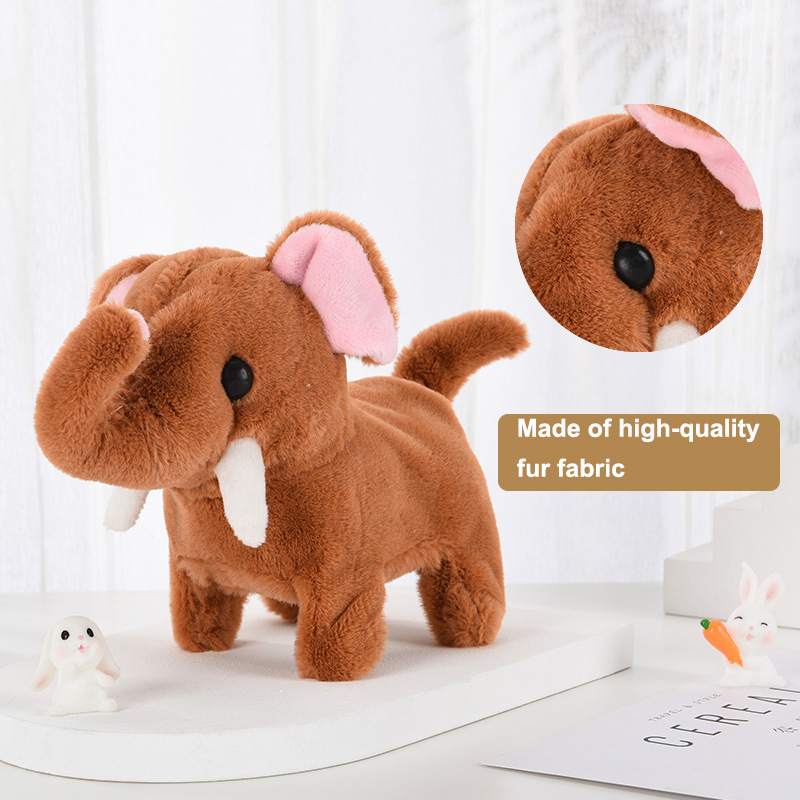 Cute Electric Plush Elephant Children's Simulation Walking Sound Effect Shaking Tail Electronic Pet Children's Plush Doll Gift