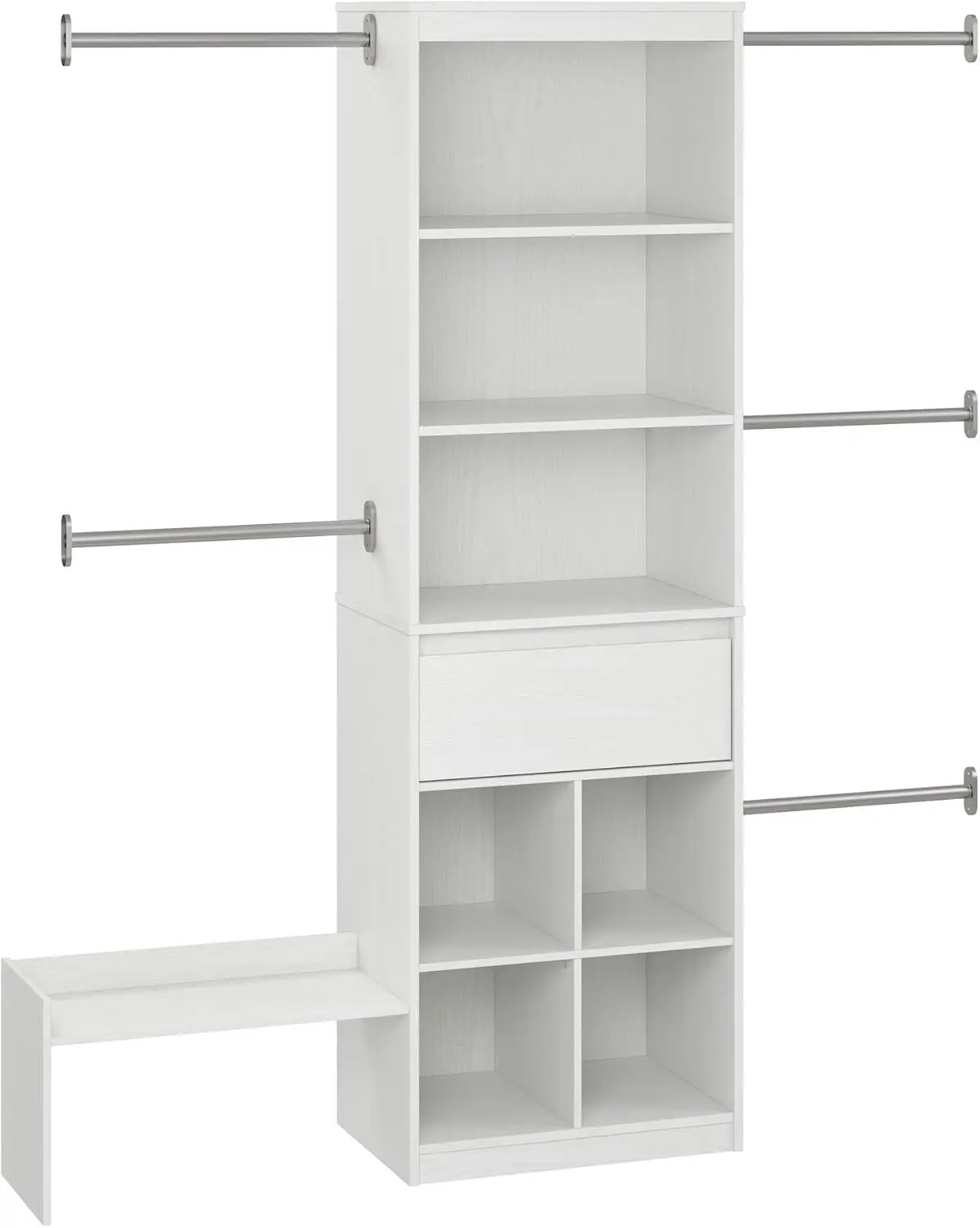 Grow with Me Adjustable Kids’ Closet Organizer System, 15.69" D x 95.44" W x 76.62" H, White
