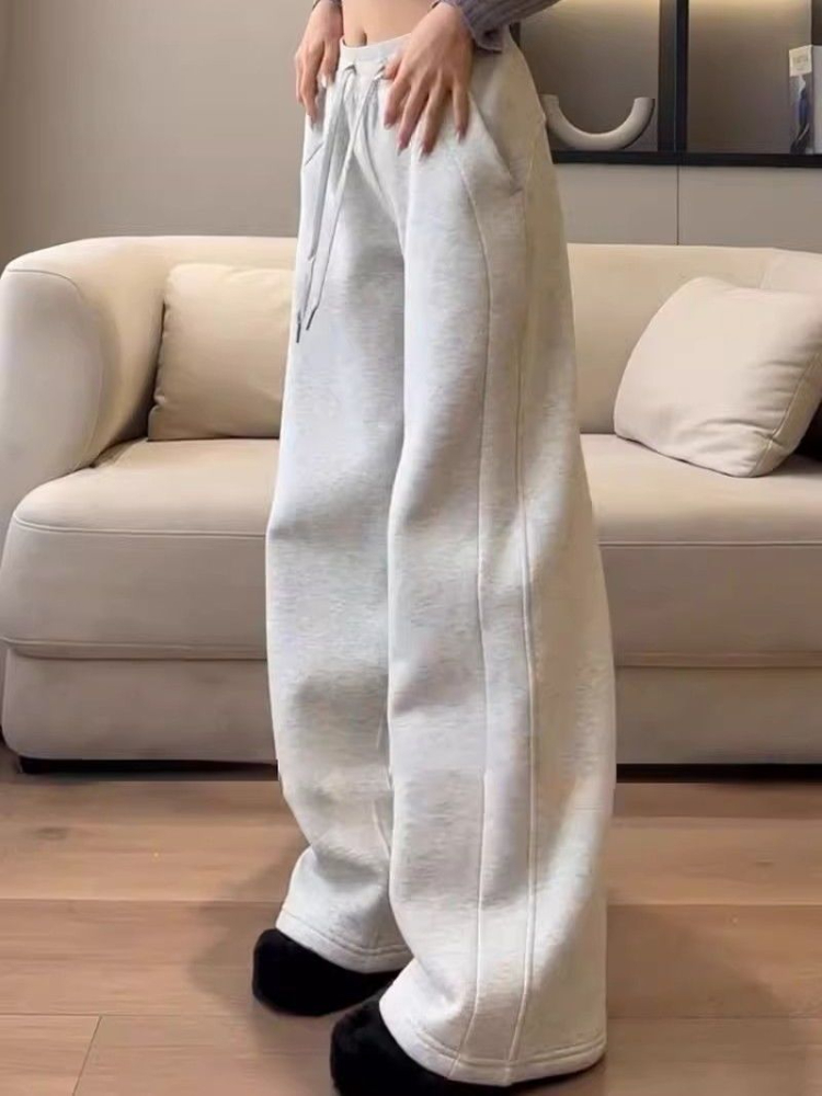 Pantalones deportivos informales para mujer, pantalón de chándal grueso de cintura alta que combina con todo, holgado, cómodo, para estudiantes, para hacer ejercicio, Otoño e Invierno