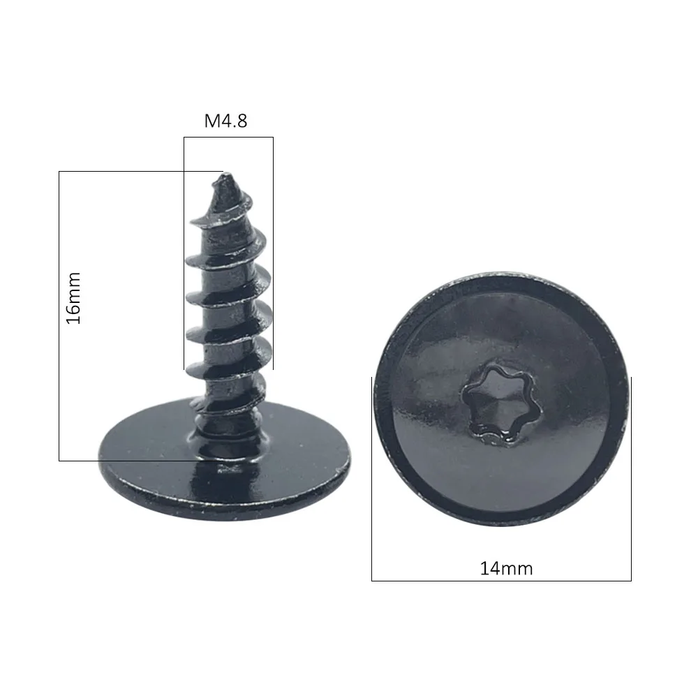 10-40pcs Auto Universal Black Self-tapping Screws Plum Blossom with Pad U-shaped Clips for Car Bumper Mudguard Fender Base Fixed