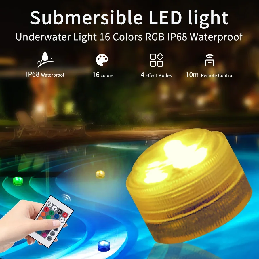 Luz LED para pecera, perilla de luz de buceo pequeña, Control remoto, luz subacuática, florero, decoración de paisaje, luz de ambiente, 3LED