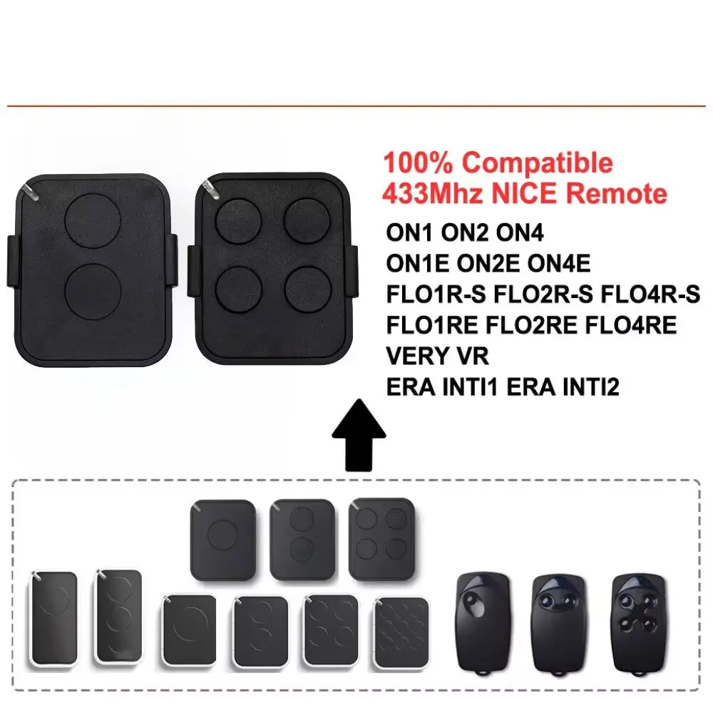 NICE Era Flor (FL02RE,FL04RE) Garage Door Remote Control 433Mhz Rolling Code NICE Era One ON2E/ON4E FLORS FLO2RS FLO4RS INTI2