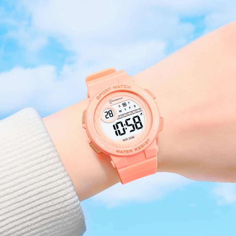 Ohsen crianças esporte relógios 30m à prova dwaterproof água rosa silicone relógio de pulso eletrônico cronômetro crianças relógio digital para meninos meninas
