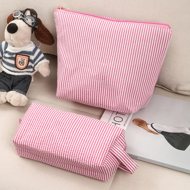 Набор из 2 предметов, женские косметички, большая вместительная женская полосатая сумка для туалетных принадлежностей, косметичка, дорожная женская сумка для хранения, кошелек-клатч