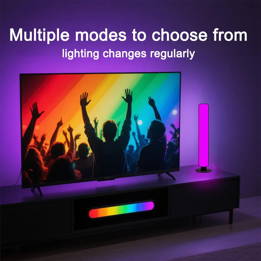 ไฟ RGB แบบรับจังหวะดนตรี รุ่นอัพเกรด ชาร์จผ่าน USB ได้ ใช้ตกแต่งคริสต์มาส ไฟ RGB แบบแท่งตั้งโต๊ะ รับจังหวะดนตรี