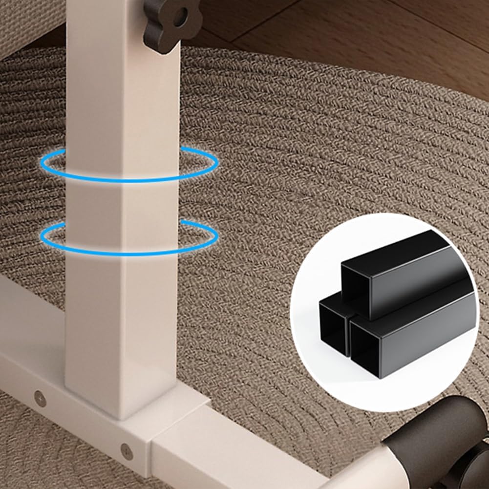 折りたたみ式スタンディングデスク、ホイール付き、27.2～35.4インチの高さ調節可能、モバイルオーバーベッドテーブル、金属フレーム、ポータブルラップトップデスク、寝室用