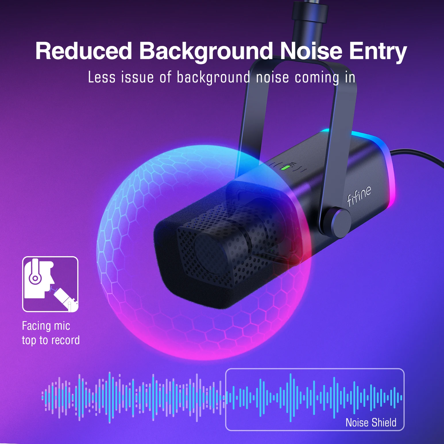 Zestaw mikrofonu gamingowego FIFINE XLR/USB z gniazdem słuchawkowym/wyciszaniem/RGB/stojakiem, zestaw mikrofonu dynamicznego do miksera PC PS5/4 AmpliGame AM8T