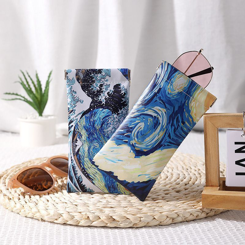 Saco De Armazenamento De Óculos Portátil Impresso Para Mulheres, Caixa De Óculos De Sol, Fechamento Automático, Viagem, Óculos De Sol, Moda