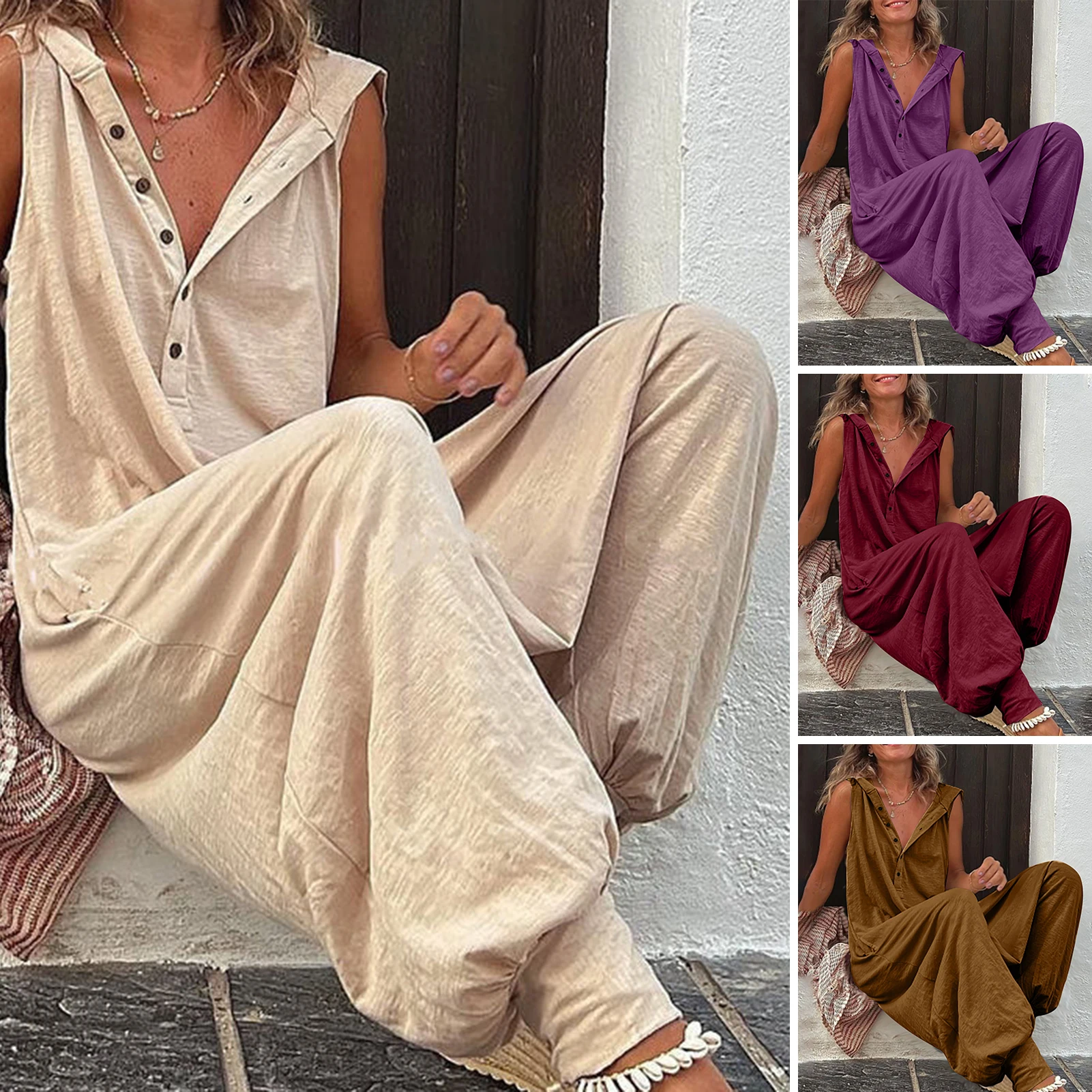 Hoge kwaliteit 2023 lente herfst casual damesmode katoenen overalls Boheemse streep casual overalls