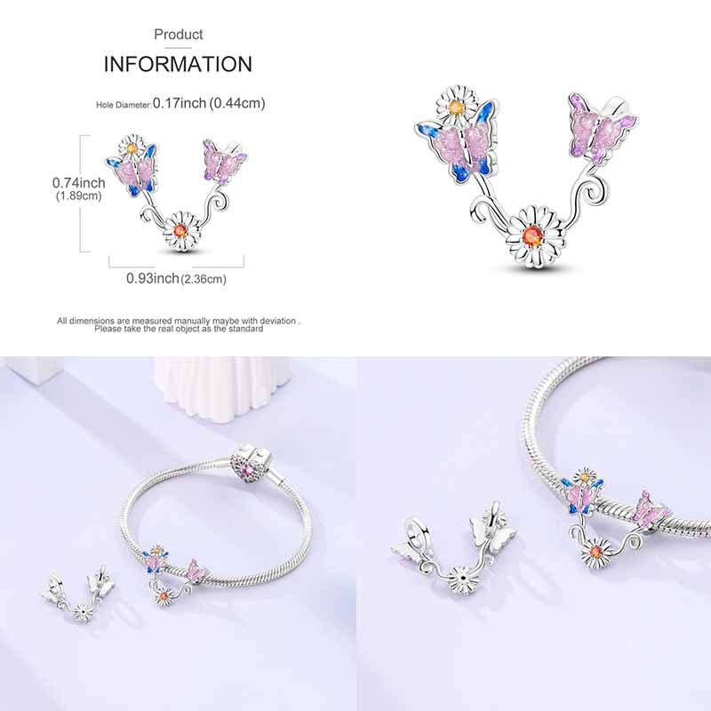 Chất Liệu Bạc 925 Nhiều Màu Sắc Hoa Hướng Dương Ma Quỷ Mắt Màu Sắc Màu Máy Bay Trái Đất Quyến Rũ Phù Hợp Với Nguyên Bản Mặt Dây Chuyền Trang Sức Tạo Nên Vòng Tay