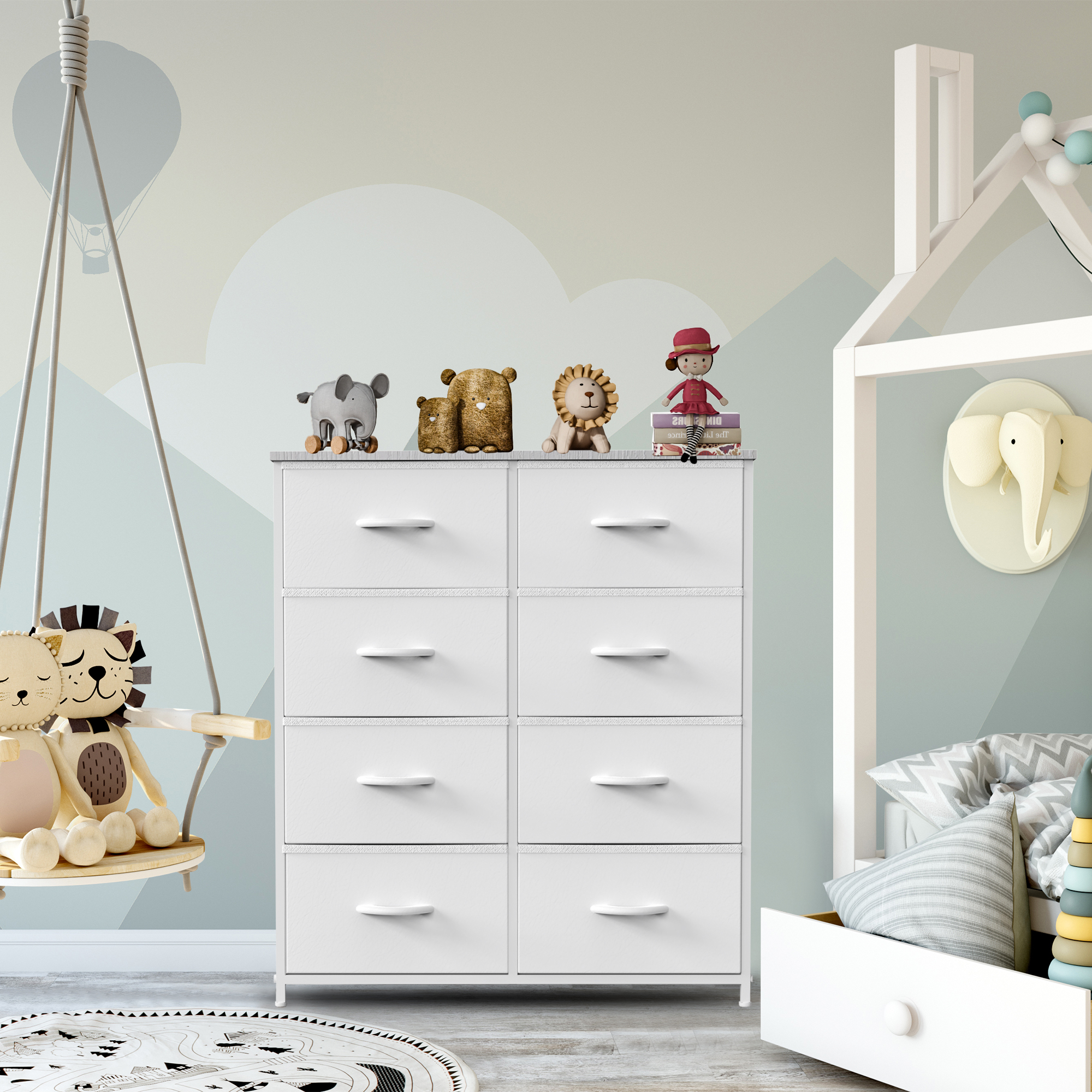 Jhk Kindergarderobe Voor Slaapkamer Met 8 Stoffen Laden Opbergkast Stalen Frame Montagekast Voor Kleding Huismeubilair