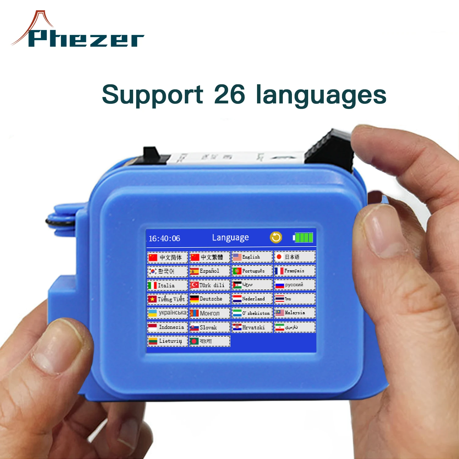 Мини-принтер Phezer PC13plus 12,7 мм, портативный принтер, QR-бар, код партии, дата, номер, логотип, портативный струйный принтер, этикетка