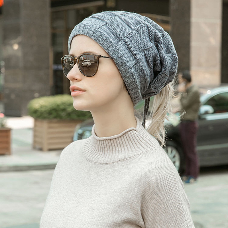 Herfst Winter Warm Gebreide Muts Bobble Hoeden Mannen Vrouwen Bandana Baotou Trekkoord Cap Sjaal Dikke Warme Zachte Beanie Skullies Hoofd Hals