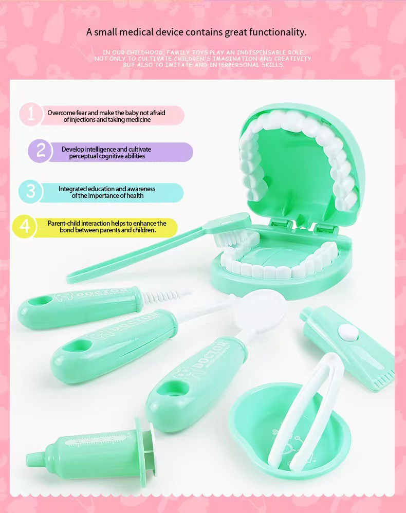 Early Education Toy Set Oral Brushing Practice Toy Little Doctor Injection Pretend Play for Girls and Boys