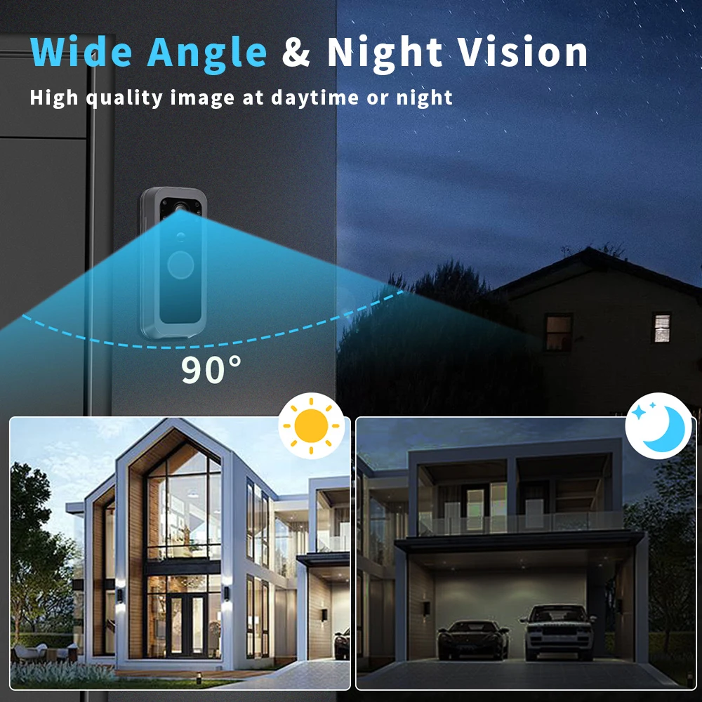 2,4 Ghz Draadloze Video Deurbel IP65 Buitenbewaking Tweeweg Audio Intercom Deurcamera PIR Bewegingsdetectie 4 'IPS Scherm
